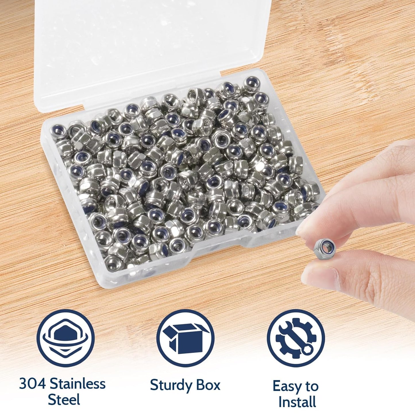 Vifmy 110 Pack 1/4"-20 Inch Lock Nuts,304 (A2-70) Stainless Steel Nylon Insert Locknuts,Standard Inch Thread Nylock Nuts for Bolts