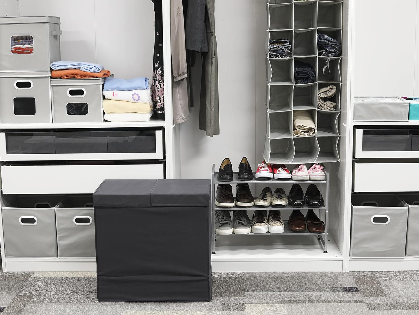 SimpleHouseware Double Laundry Hamper with Lid and Removable Laundry Bags, Beige