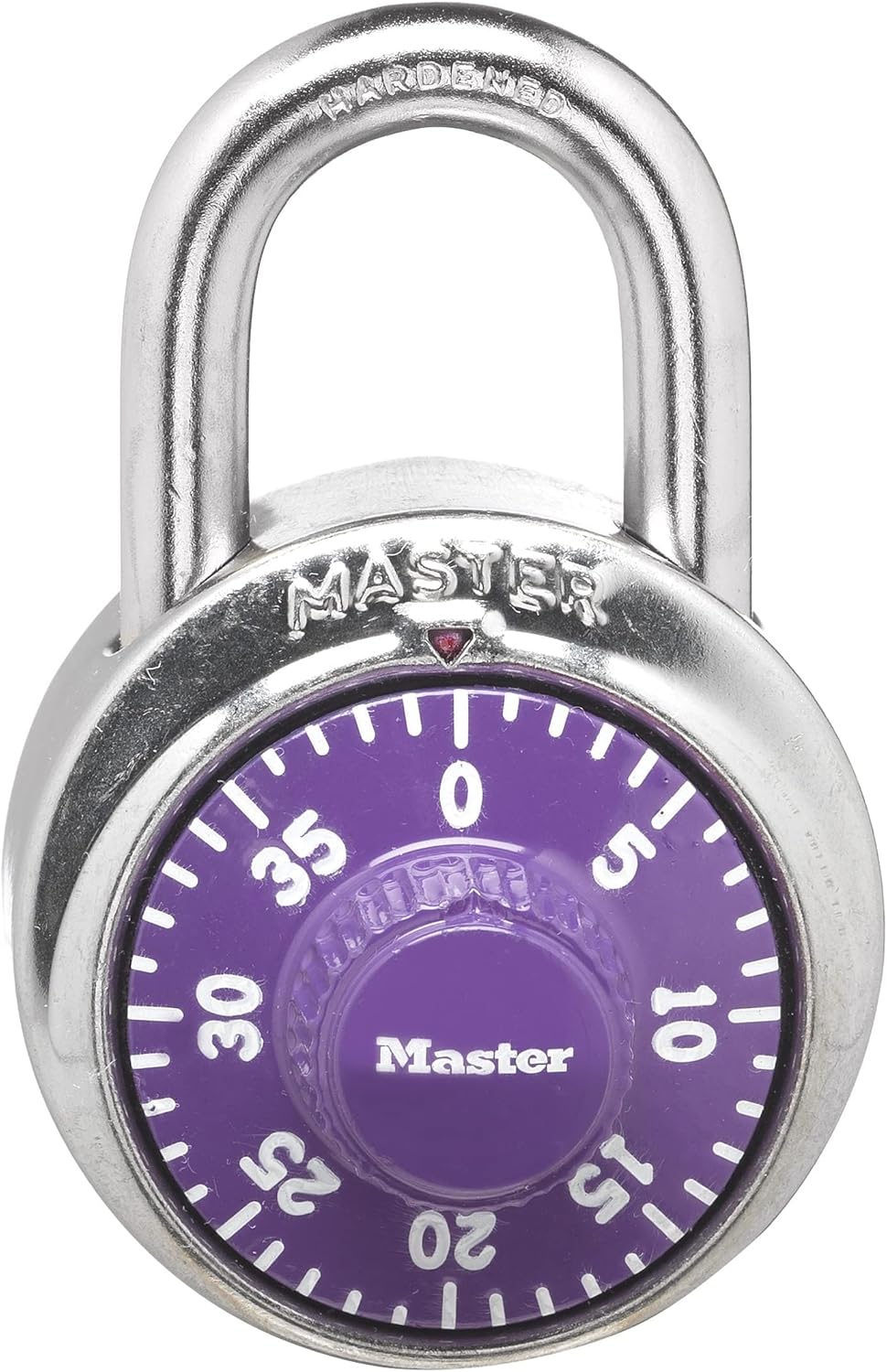 Standard Dial Combination Padlock for Lockers and Cabinets, 3-Digit Keyless Security Lock, 1-7/8 Inch Wide Metal Padlock, Purple - PuriLite