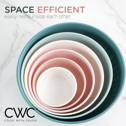 COOK WITH COLOR Prep Bowls with Lids- 8 Piece Nesting Plastic Small Mixing Bowl Set with Lids (Teal Ombre)