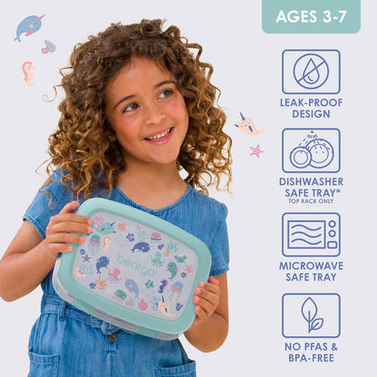 Bentgo Kids Prints (Unicorn) - Leak-Proof, 5-Compartment Bento-Style Kids Lunch Box - Ideal Portion Sizes for Ages 3 to 7 - BPA-Free and Food-Safe Materials
