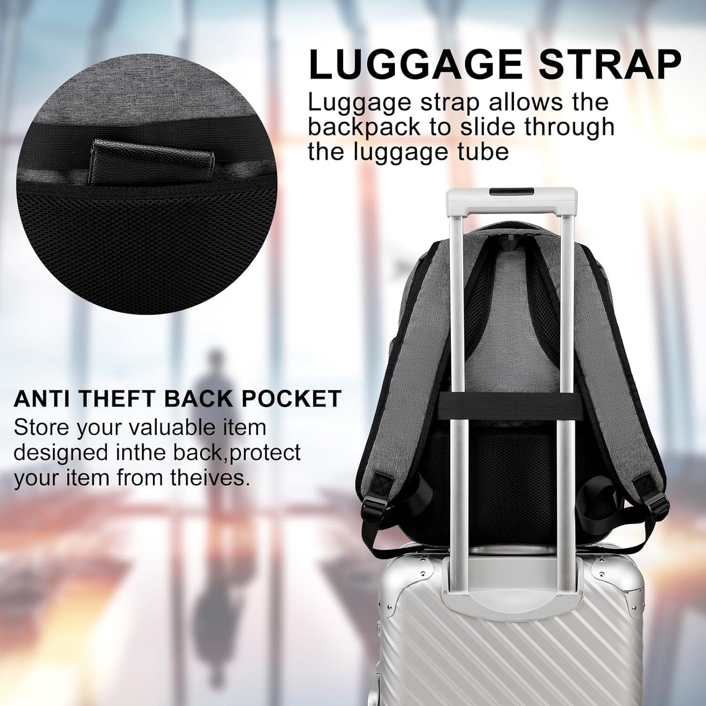 School backpack for Teen Boys, Backpack for Men,15.6 inch Laptop Backpack with USB Charging Port, Large Computer Bookbag with Compartments, Ergonomic Straps, Black
