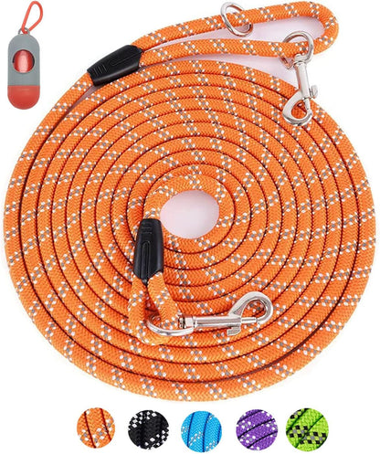 Long Rope Leash for Dog Training 10FT 16FT 30FT 50FT 100FT, Reflective Threads Check Cord Dog Leash Tie-Out Cable, Heavy Duty Dog Lead for Large Medium Small Dogs Outside Walking, Playing, Camping, or Yard