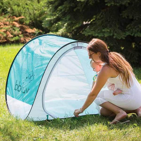 bblüv Sunkitö Pop Up Baby Play Tent and Canopy Sun Shelter with SPF 50 + Mosquito Net, Perfect for Infant at The Beach, Park, Camping or Playroom, Folds Flat for Easy Travel, Carry Bag Included