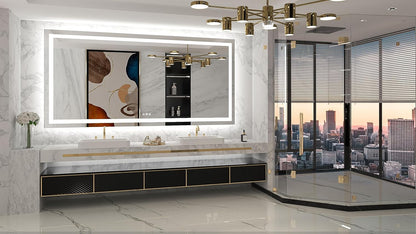 TETOTE LED Bathroom Mirror 20x28 Frontlit & Backlit Lighted Vanity Mirror Anti Fog Stepless Dimmable 3 Colors White/Warm/Natural,Double Lights,Wall-Mounted(Horizontal/Vertical)