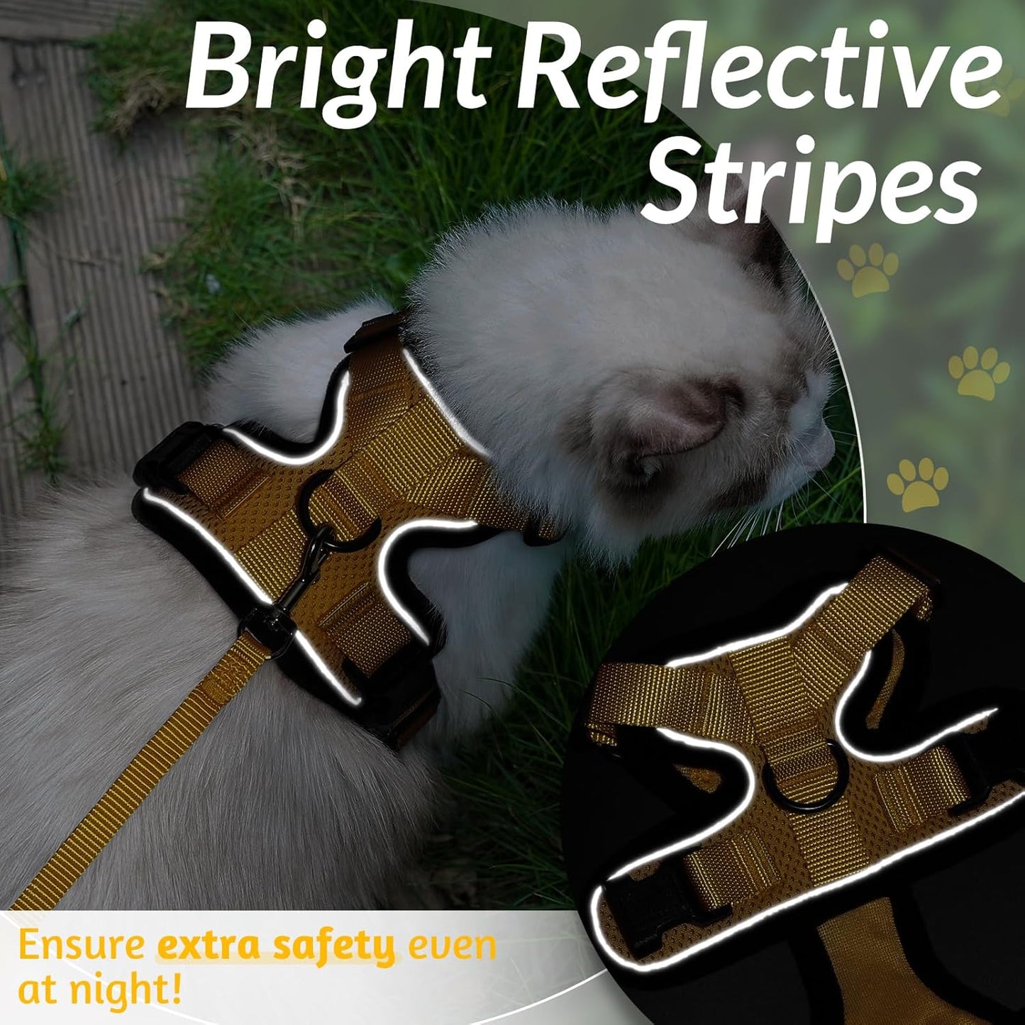 rabbitgoo Cat Harness and Leash for Walking, Escape Proof Soft Adjustable Vest Harnesses for Small Medium Cats, Easy Control Breathable Reflective Strips Jacket, XS, Black