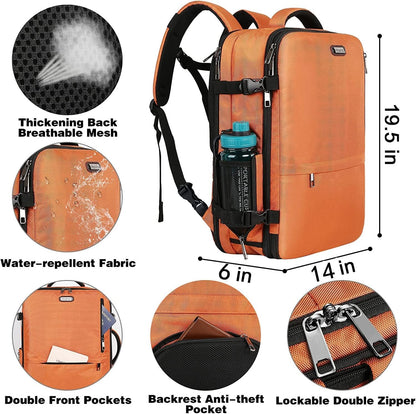 Mogplof Carry on Backpack, Airline Flight Approved Travel Backpack for Men, WOmen 40L Extra Large Expandable Water Resistant Backpack Lightweight Daypack Perfect Fit for 17 17.3 Inch Laptop, Black