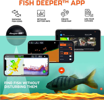 Deeper PRO+ 2 Sonar - Portable Fish Finder and Depth Finder for Kayaks, Boats and Ice Fishing with GPS Enabled | Castable Deeper Sonar with Free User Friendly App