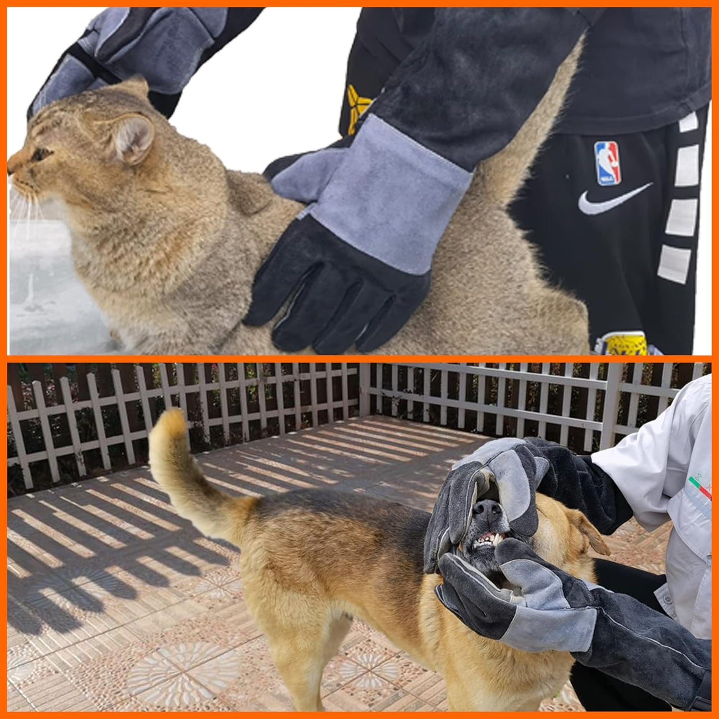 Animal Handling Gloves | 60 cm Long Leather Bite, Scratch, Cut and Puncture Resistant Gloves for Pet Handling, Reptiles, Birds, Welding and Gardening
