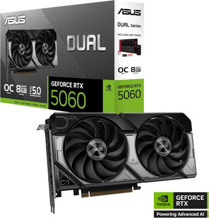 ASUS Dual GeForce RTX 4060 EVO White OC Edition 8GB GDDR6 (PCIe 4.0, 8GB GDDR6, DLSS 3, HDMI 2.1a, DisplayPort 1.4a, Axial-tech Fan Design, 0dB Technology, Dual BIOS, Auto-Extreme Tech)
