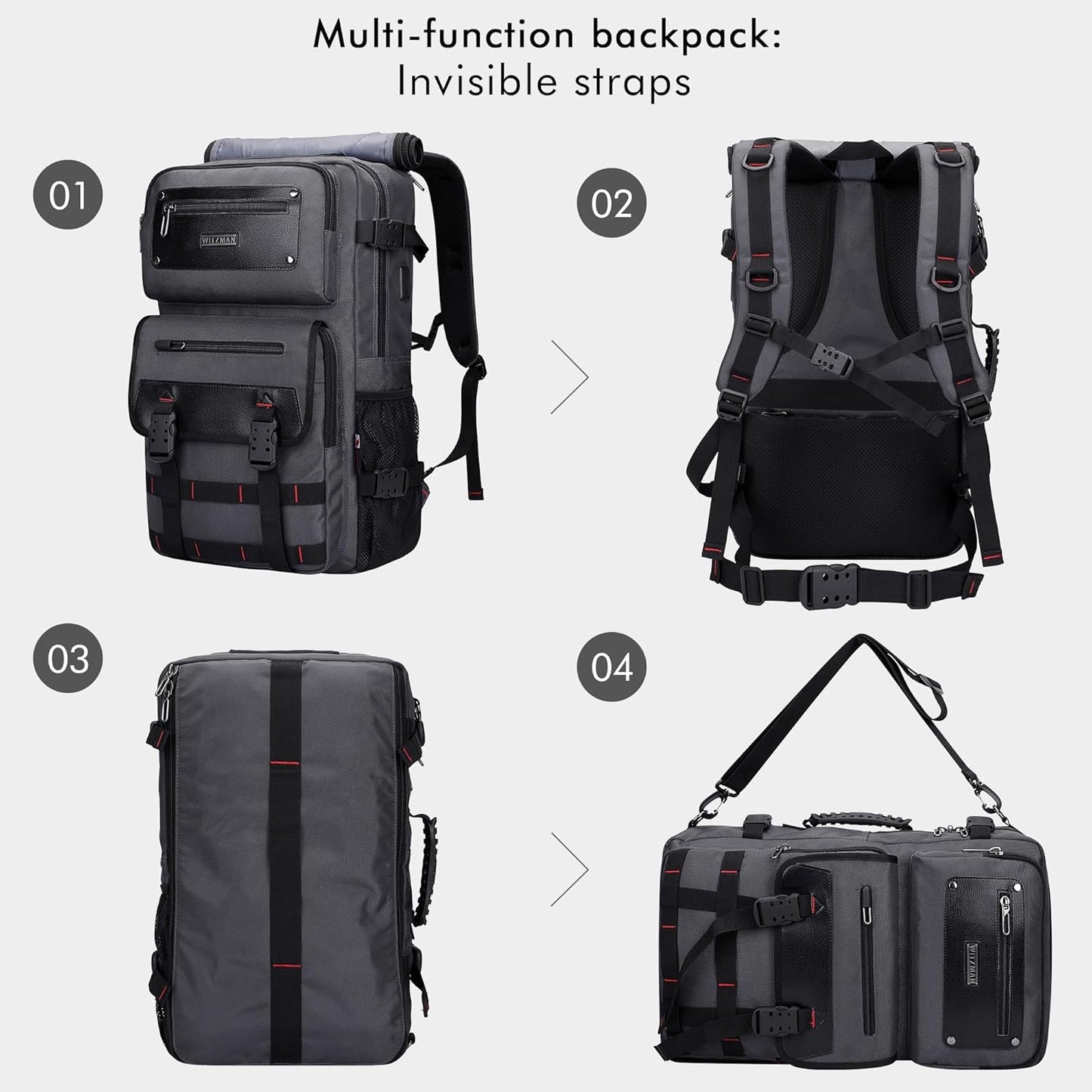 WITZMAN Carry On Travel Backpack for Men Duffle Bags Fit for 17 Inch Laptop Airline Approved Laptop Backpack