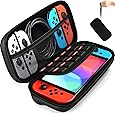 Daydayup Switch Carrying Case Compatible with Nintendo Switch/Switch OLED, with 20 Games Cartridges Protective Hard Shell Travel Carrying Case Pouch for Console & Accessories, Black
