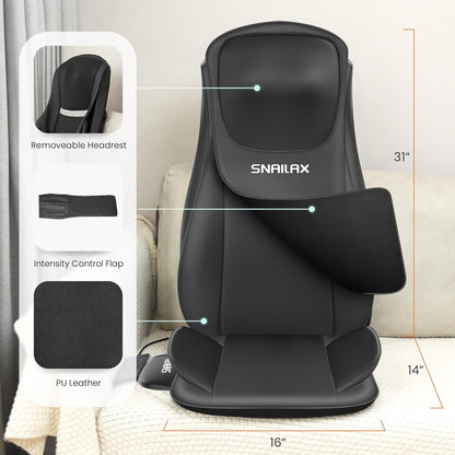 Snailax Shiatsu Neck and Back Massager with Heat Compression, Electric Massage Chair Pad for Neck Back, Massage Chair Full Body for Home Office Use, Gifts for Men, Women