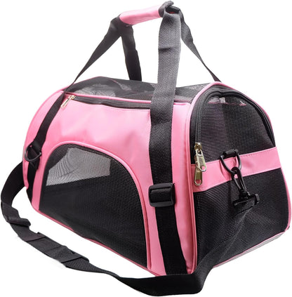 ZaneSun Cat Carrier,Soft-Sided Pet Travel Carrier for Cats,Dogs Puppy Comfort Portable Foldable Pet Bag Airline Approved (Small Rosered)
