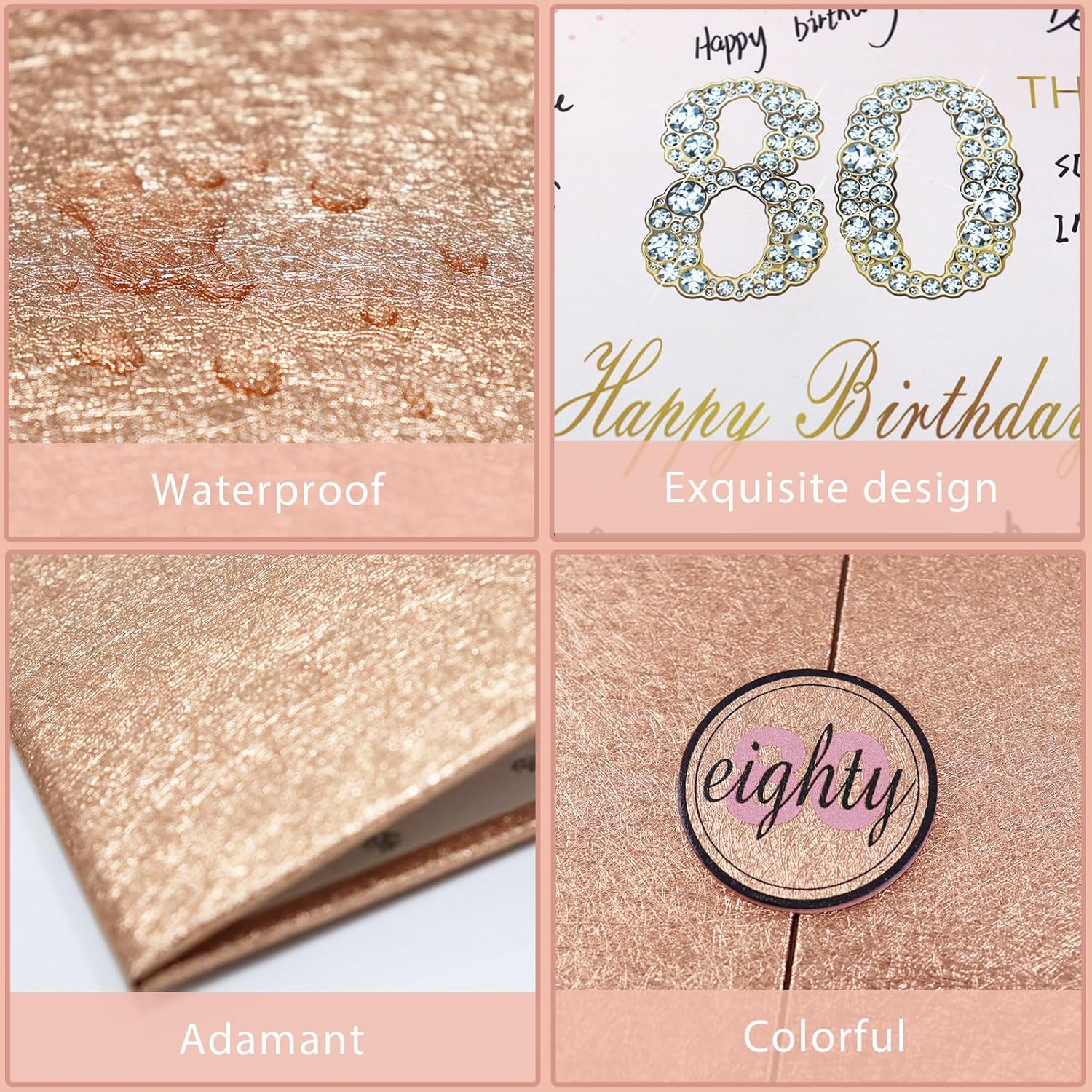 Crenics Rose Gold 70th Birthday Decorations, Creative 70th Birthday Guest Sign in Book Alternative, Large 70th Birthday Signature Book 12" x 18", Great 70 Years Old Birthday Gifts for Women - PuriLite