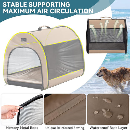 PETSFIT Soft Sided Dog Crate, Travel Dog Crate - 19 Inch Lightweight, Roomy, Easy to Set Up, Sturdy Portable Dog Kennel with Thick Mat, Navy Blue