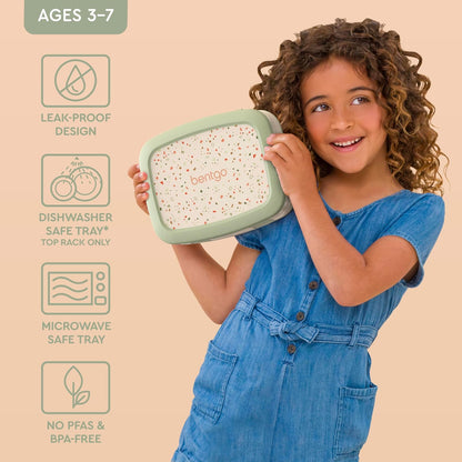 Bentgo Kids 5-Compartment Leak-Proof Bento-Style Lunch Box (Whimsy & Wonder Collection) - Ideal for Ages 3-7, Drop-Proof & Durable, Dishwasher Safe, & PFAS & BPA-Free Materials (Checker Gradient)
