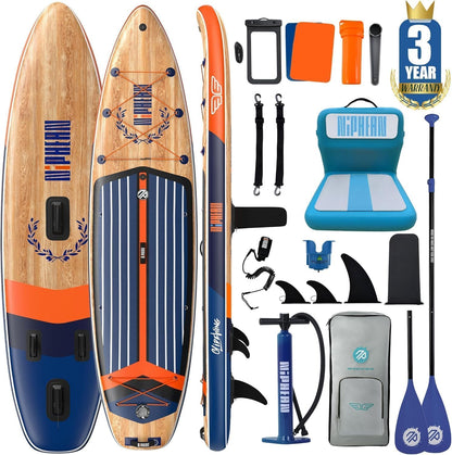 Niphean (Extra Large) Inflatable Paddle Board, 11ft SUP 2+1 People Family | 500lbs Capacity Stand Up Paddle Boards for Adults with SUP Accessories, StabilTrac Fin Non-Slip Paddleboard
