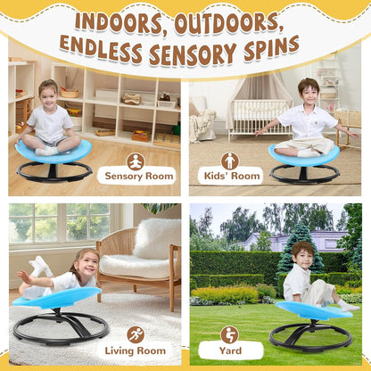 Zhenx Spinning Chair for Autistic Kids (Ages 3-18), Autism Sensory Toy Gift | 220LBS Capacity Sensory Swivel Seat for ADHD Kids, Autism Sensory Products, Calming Gift Improve Focus & Body Balance (Blue)