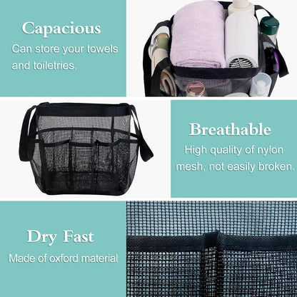 Attmu Mesh Shower Caddy Portable for College Dorm Room Essentials with 8 Pockets, Hanging Shower Caddy Basket Tote Bag Toiletry Accessories for Bathroom