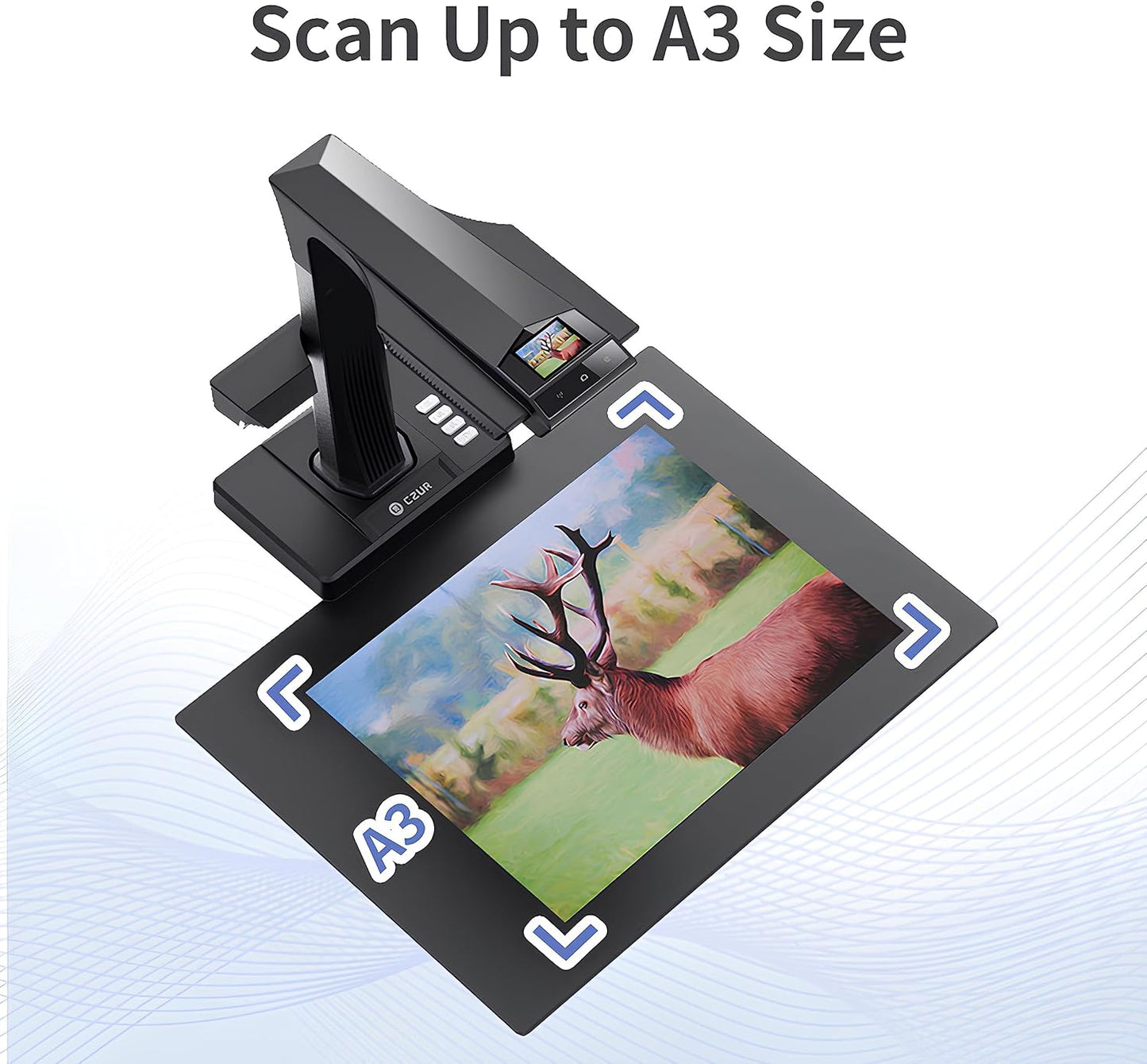 Czur' ET25 Pro Professional Book Scanner, 25MP Document Camera, A3 Overhead Document Scanner, 180+ Languages OCR, Hi-Speed DDR, Support HDMI, USB 2.0, for Windows/MacOS/Linux