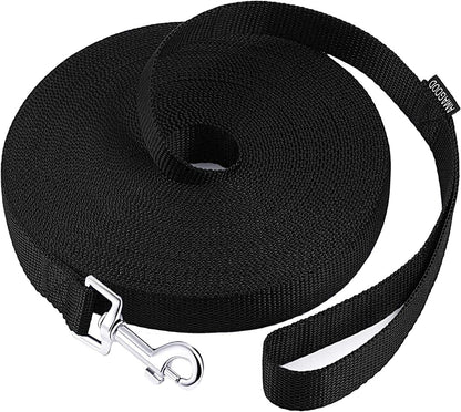 AMAGOOD Dog/Puppy Obedience Recall Training Agility Lead-15 ft 20 ft 30 ft 50 ft Long Leash-for Dog Training,Tie Out,Play,Safety,Camping (15 feet, Black)