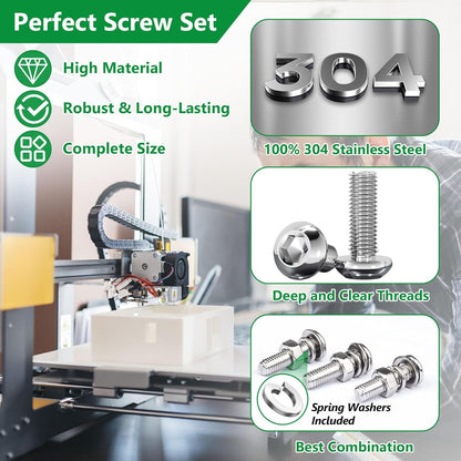 860PCS Metric Screw Assortment Kit, M2 M3 M4 M5 Machine Screws with Lock & Flat Washers, 10.9 Grade Alloy Steel, Metric Hex Button Head Cap Nuts and Bolts Assortment Kit with 4 Wrenches