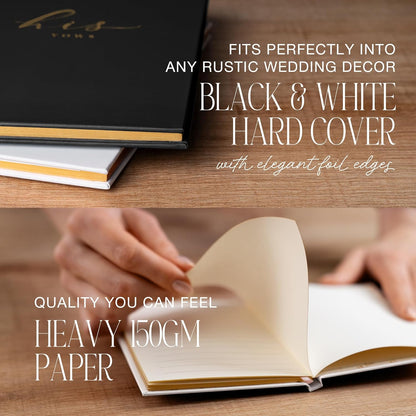 Wedding Vow Books His and Hers – Perfectly Sized, Hardcover Vow Booklets with Gold Foil Lettering – Vows Book Her & Him, Wedding Essentials Idea, Wedding Registry Gifts (Black Ivory, Gold)