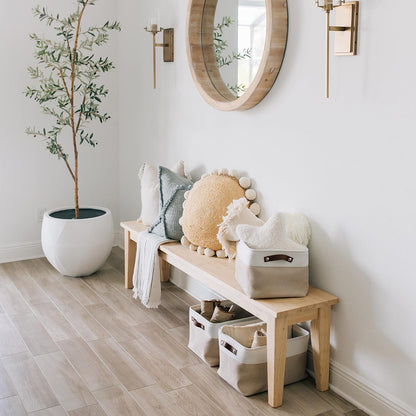 OrganiHaus Large Fabric Storage Baskets for Shelves 3 Pack, 15x11in Closet Storage Bins for Shelves, Cloth Baskets, Fabric Storage Cubes, Linen Closet Organizers, Fabric Basket, White Basket