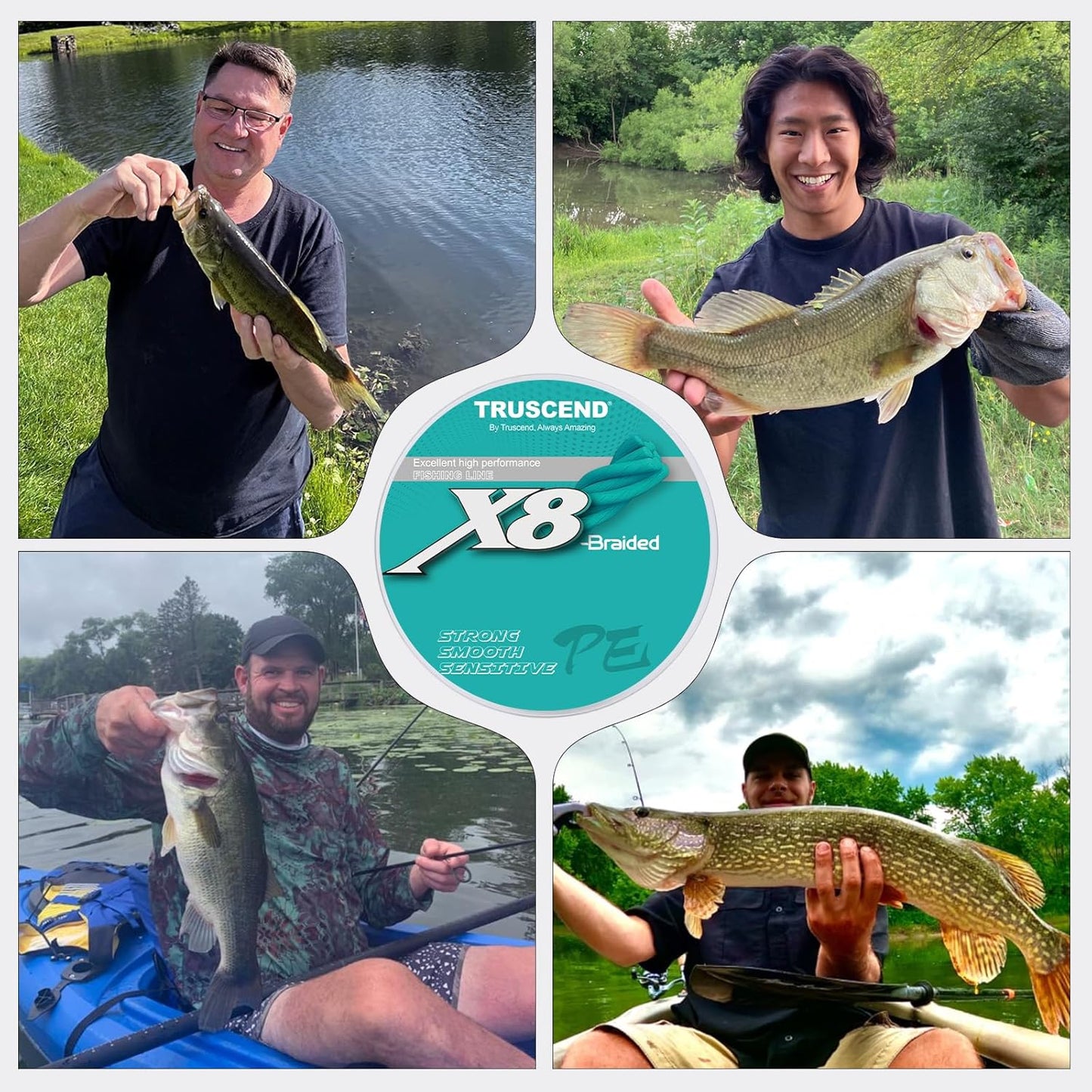 TRUSCEND X8 Braided Fishing Line, Durable and Valuable Braid PE Line for Professionals, More Thinner More Smoother Performance for Casting Well, Must-Have Freshwater Fishing Gear, Fishing Gift for Men