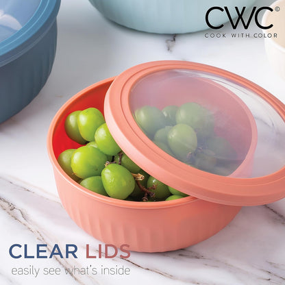 COOK WITH COLOR Prep Bowls with Lids- 8 Piece Nesting Plastic Small Mixing Bowl Set with Lids (Teal Ombre)