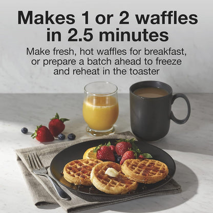 Proctor Silex Petite Double Waffle Maker, Nonstick Grids, Makes 4" Round Waffles, Black, 26102