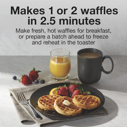Proctor Silex Petite Double Waffle Maker, Nonstick Grids, Makes 4" Round Waffles, Black, 26102 - PuriLite