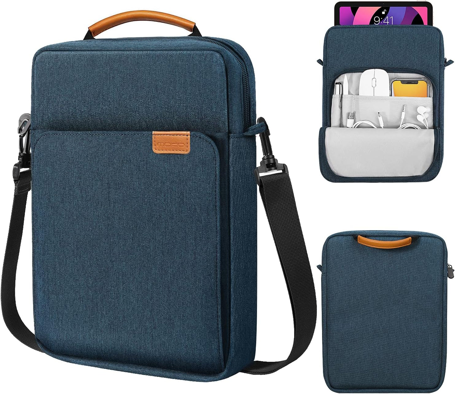 MoKo 13.3-14 Inch Laptop Sleeve Bag Fits MacBook Pro M3/M2 14" 2023, MacBook Pro 13" M2, New MacBook Air 13.6" M3/M2 2024/2022,Tab S8 Ultra 14.6",Handle Carrying Case with Shoulder Strap, Black & Gray - PuriLite