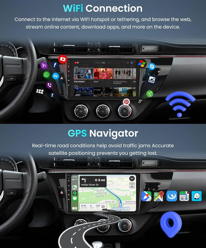 4+64G Android Car Radio Stereo for Toyota Corolla/Levin 2014-2017 with Wireless Carplay Android Auto, 10'' Touch Screen with Bluetooth GPS Navigation Mirror Link WiFi FM/RDS DSP AHD Backup Camera SWC