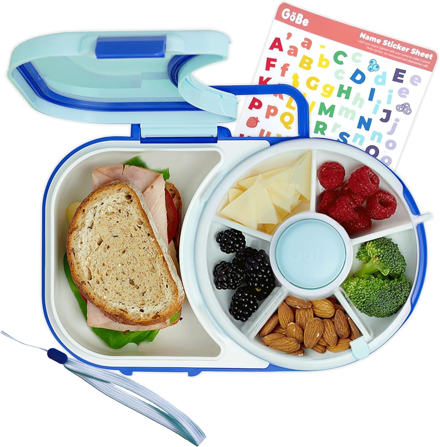 GoBe Kids Lunchbox - Reusable Snack Container with 5 Compartment Dispenser and Lid | BPA and PVC Free | Dishwasher Safe | No Spill, Leakproof