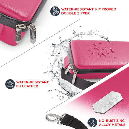 Pink Bolt Card Carrying Case - Playing Card Case Deck Box Storage, Compatible with TCG, Magic: the Gathering Commander MTG, YuGiOh & other Trading Cards (+ 100 Apollo Sleeves)