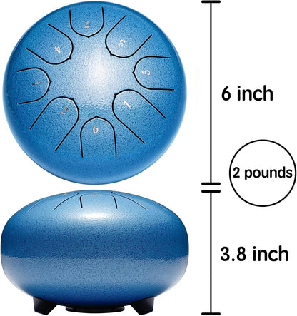 Lronbird Steel Tongue Drum Percussion, 6 Inch 8 Notes Musical Instruments, Music Gifts for Family Friends (Malachite)