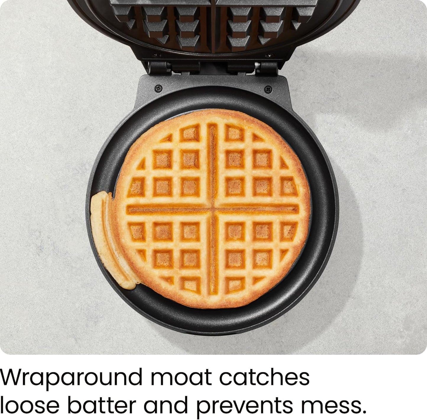 Chefman Anti-Overflow Belgian Waffle Maker w/ Shade Selector, Temperature Control, Mess Free Moat, Round Iron w/ Nonstick Plates & Cool Touch Handle, Measuring Cup Included, Red