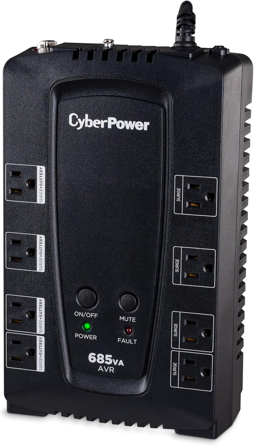 CyberPower CP685AVRG AVR UPS System, 685VA/390W, 8 Outlets, Compact
