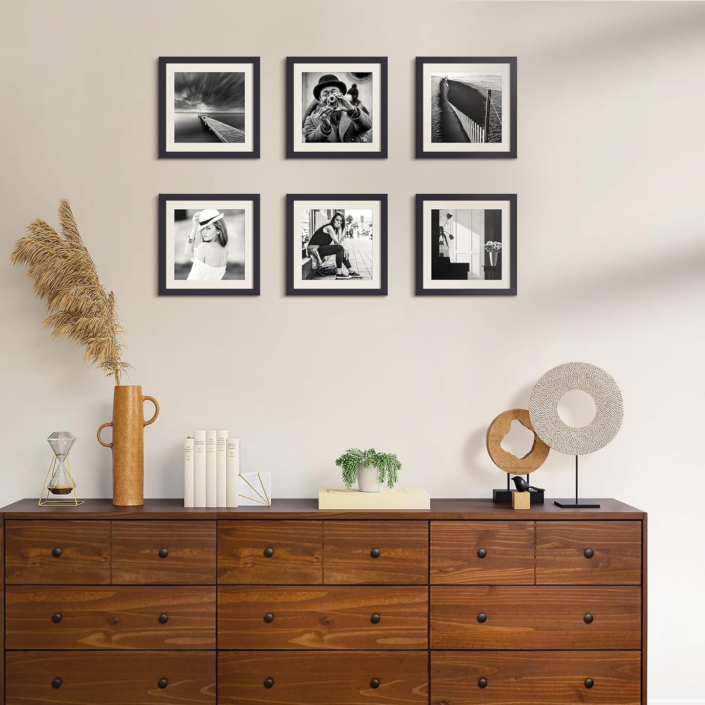 upsimples 11x14 Picture Frame, Display Pictures 8x10 with Mat or 11x14 Without Mat, Wall Hanging Photo Frames, Black