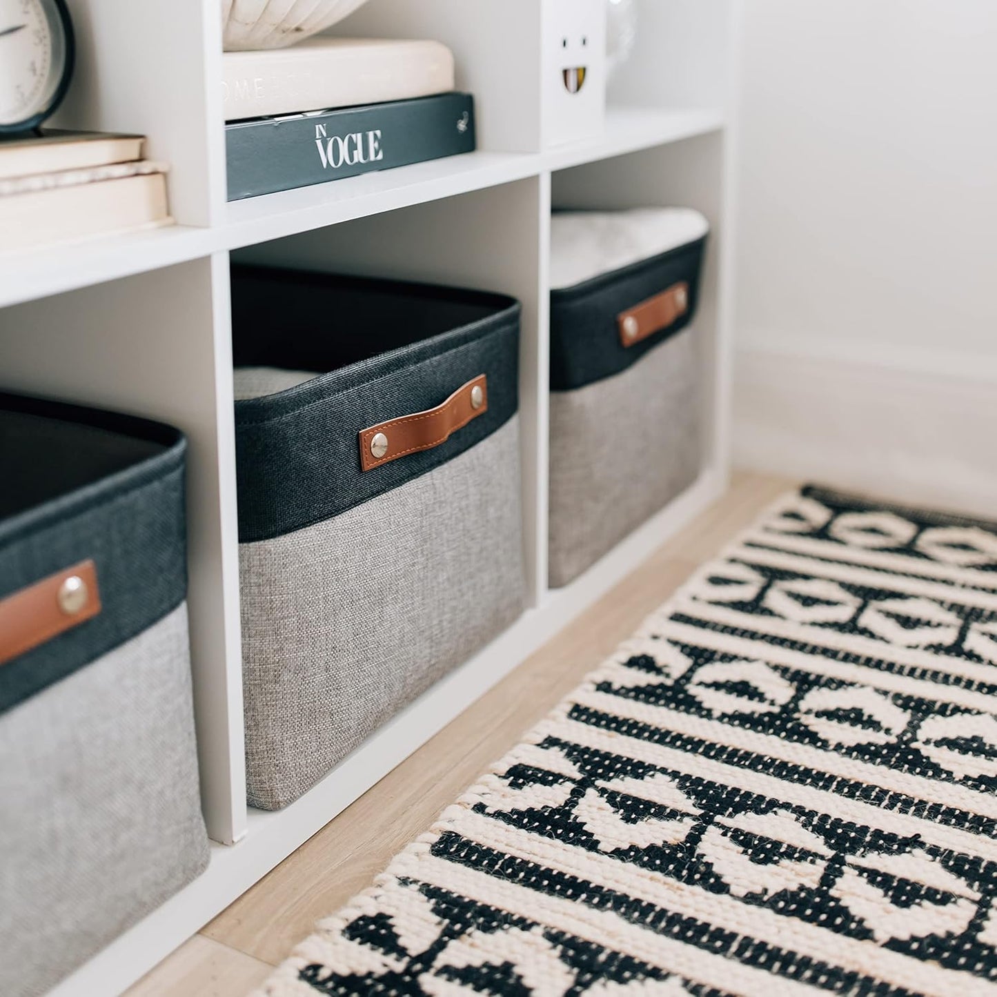 OrganiHaus Large Fabric Storage Baskets for Shelves 3 Pack, 15x11in Closet Storage Bins for Shelves, Cloth Baskets, Fabric Storage Cubes, Linen Closet Organizers, Fabric Basket, White Basket