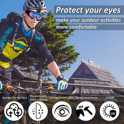 Motorcycle Goggles 2 Pack, Dirt Bike ATV Goggles Motocross Riding Racing Eyewear Off-Road MX Bike & Ski Goggles UV400 Anti-Fog Impact-Resistant Dustproof Goggle for Adult Youth Kids