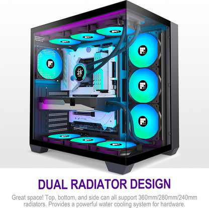 FOIFKIN F600 PC Case - Pre-Installed 7 PWM ARGB Fan, ATX Mid-Tower Gaming PC Case, 270° Panoramic Glass with Type-C, FOIFKIN (Black, F600)