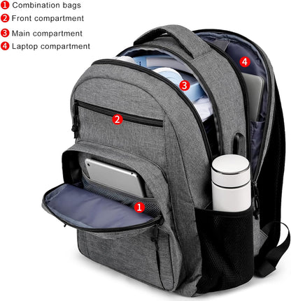 School backpack for Teen Boys, Backpack for Men,15.6 inch Laptop Backpack with USB Charging Port, Large Computer Bookbag with Compartments, Ergonomic Straps, Black