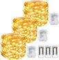 [Timer] 3 Packs Outdoor Fairy Lights Battery Powered, 33ft 100LED Battery String Light with Remote, 8 Modes, Waterproof Copper Wire Twinkle Light for Garden Wedding Tree Party Xmas Decor (Warm White)