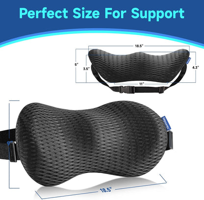 Gel Lumbar Support for Office Chair Back Support for Lower Back Pain Relief Cooling Chair Back Support Cushion Improves Posture Back Rest Memory Foam Back Support Pillow for Gaming Chair, Driving Seat