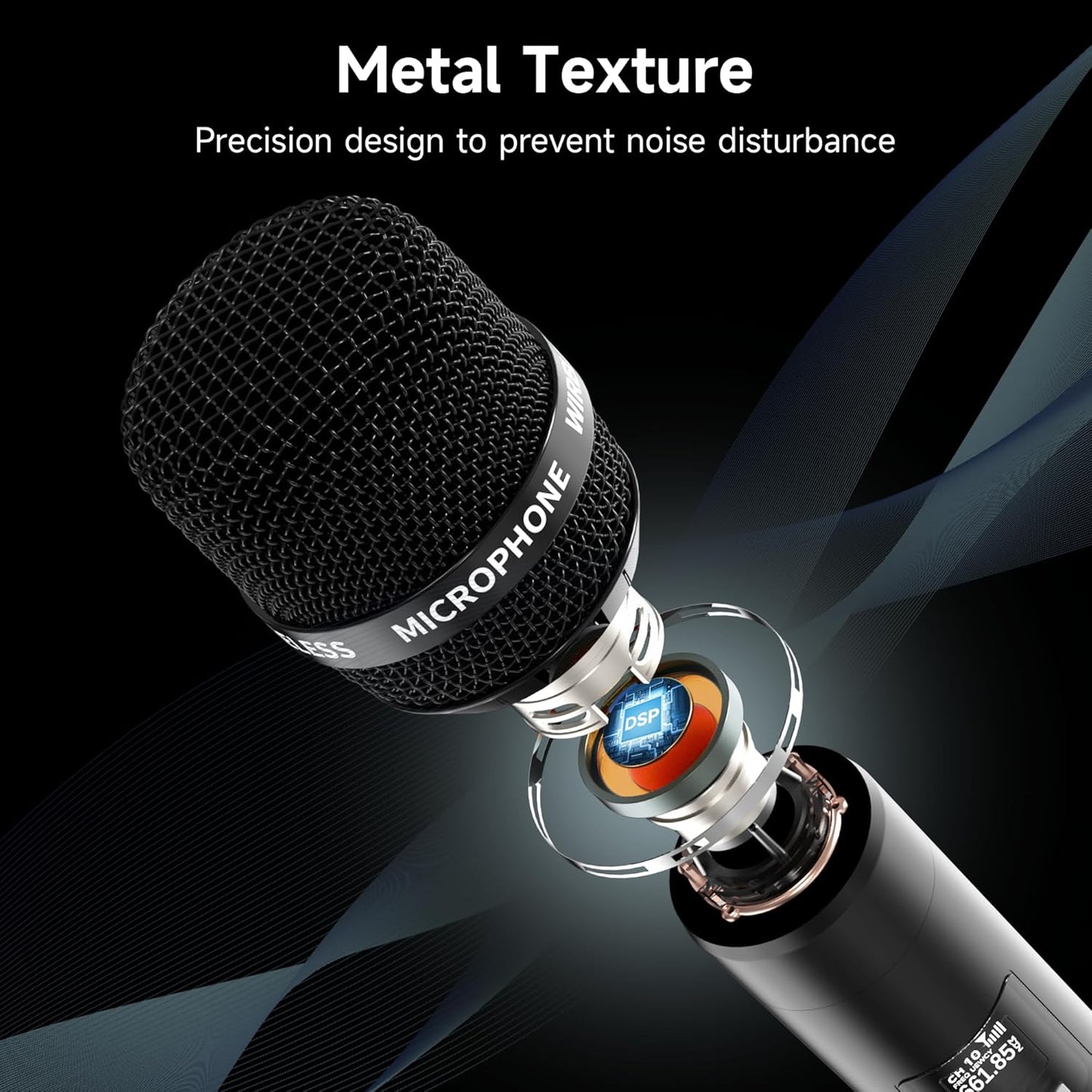 Wireless Microphone, Wireless Mic with One-to-One Chip Connection, 40H Rechargeable Battery, 200FT Range, Plug and Play, Ergonomic Design,Less Latency Microphone for Singing, Speech, Party