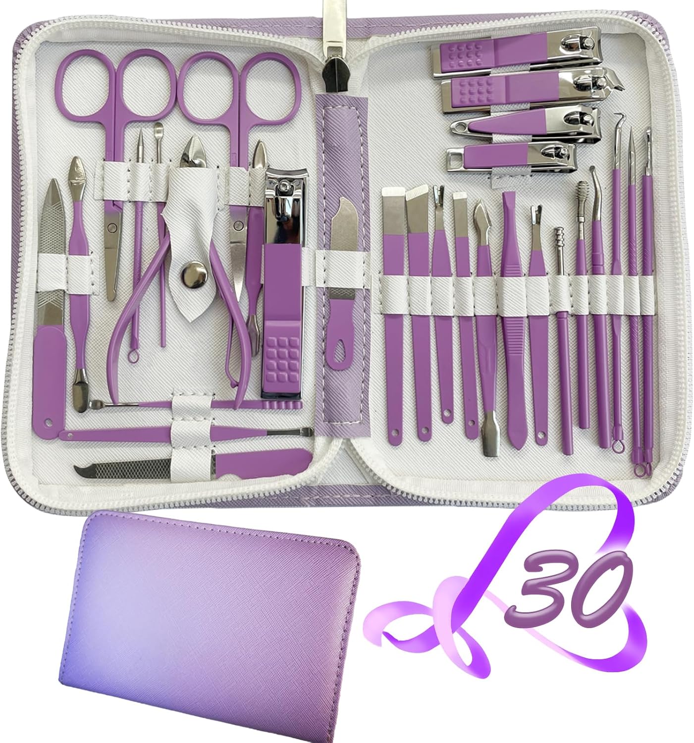 Manicure Set 30 in 1 Nail Clipper set, REDFLOW nail clippers, fingernail & toenail clippers, Manicure Tools, pedicure tools, Suitable for Travel Manicure Kit, Nail Set Kit With Everything Profe