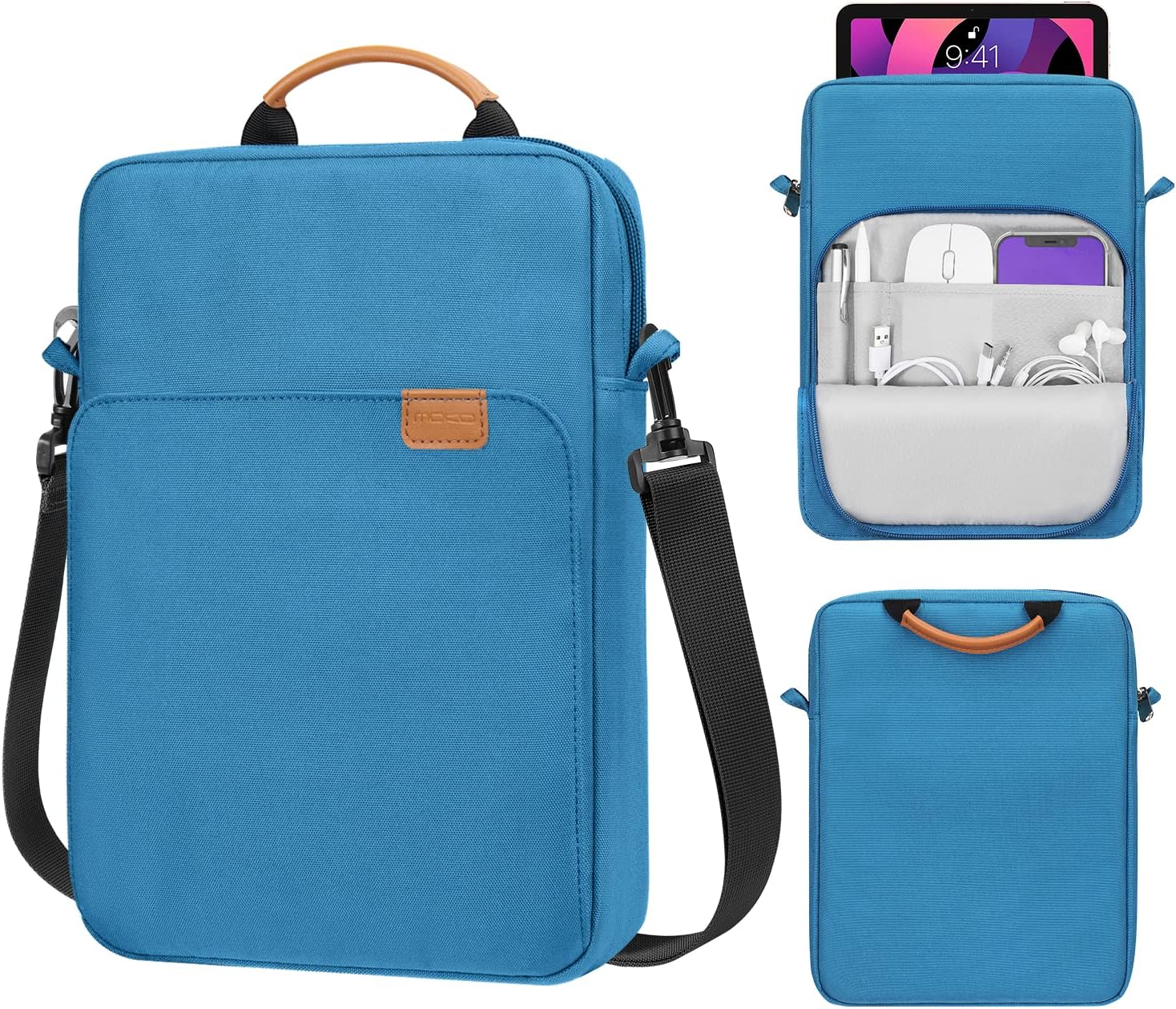 MoKo 13.3-14 Inch Laptop Sleeve Bag Fits MacBook Pro M3/M2 14" 2023, MacBook Pro 13" M2, New MacBook Air 13.6" M3/M2 2024/2022,Tab S8 Ultra 14.6",Handle Carrying Case with Shoulder Strap, Black & Gray - PuriLite
